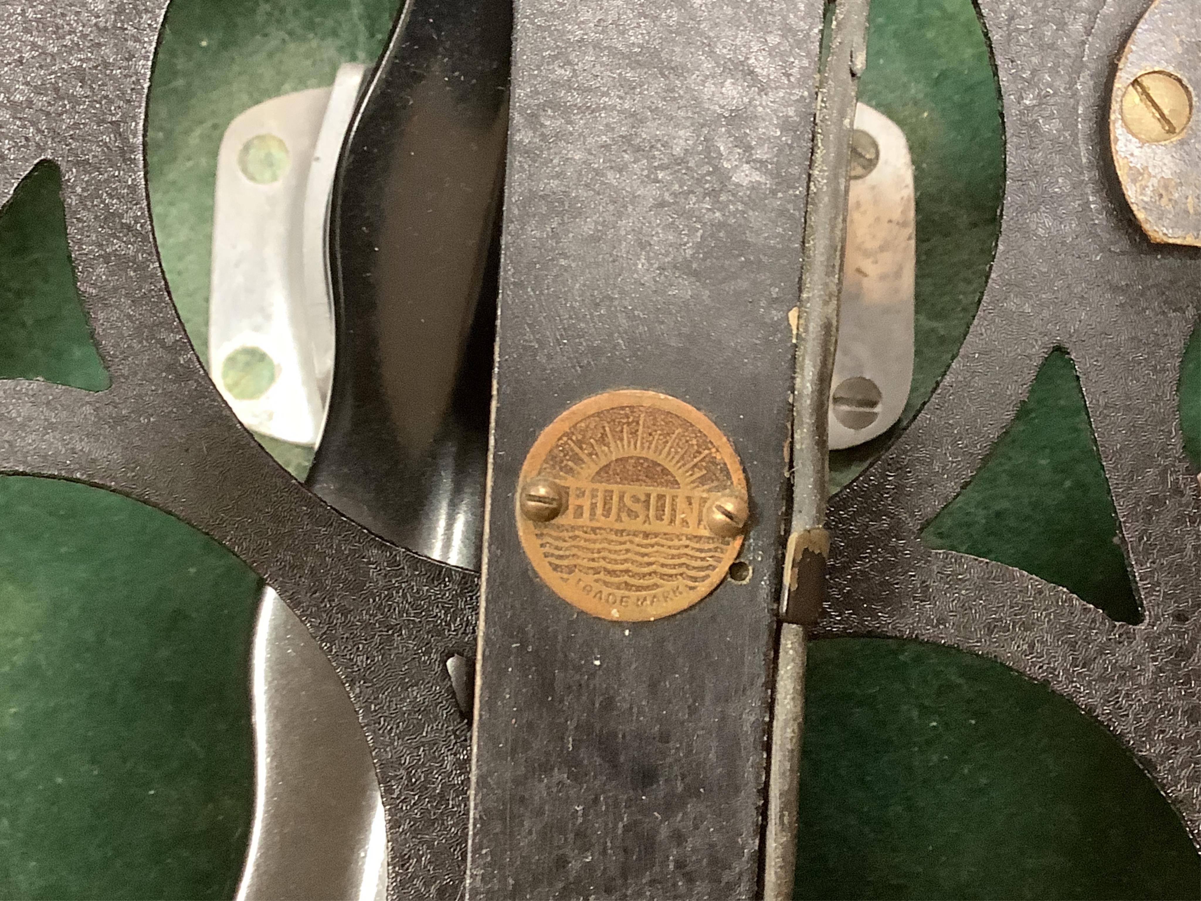 An early 20th century H. Hughes & Son Ltd. London, ‘Husun’ mahogany cased sextant, with engraved maker to the scale, also engrave serial number 29221, and with a battery pack for illuminating the scale, plaque to the ins